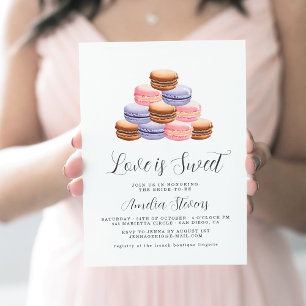 Liefde is zoet (Macaron)   Bridal Shower-uitnodigi Kaart