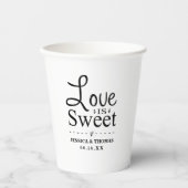 Liefde is zoet! Modern zwart-wit bruiloft Papieren Bekers (Voorkant)