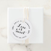 Liefde is Zoet Moderne Rustieke Trouwronde Bedankjes Labels (In situ)