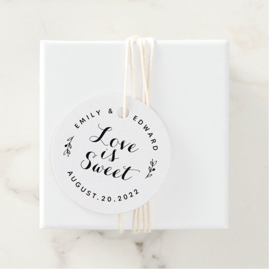 Liefde is Zoet Moderne Rustieke Trouwronde Bedankjes Labels (In situ)