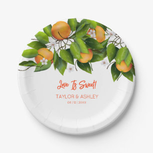 Liefde is zoet Oranje citrusvruchten Papieren Bordje