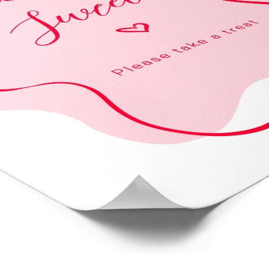 Liefde is zoet roze en rood retro golvend lijst poster (Hoek)