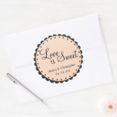 Liefde is zoet - Scalloped Edge - personaliseren Ronde Sticker (Envelop)