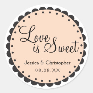 Liefde is zoet - Scalloped Edge - personaliseren Ronde Sticker