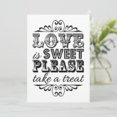 Liefde Is Zoet - Trouwbord Zwart & Wit (Staand voorkant)