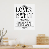 Liefde is zoet trouwkaart poster (Keuken)