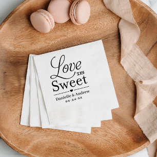 Liefde Is Zoet Zwarte Monogram Bruiloft Servetten