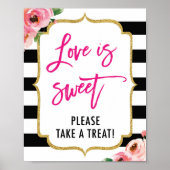 Liefde is zoete bloemige bruidsfeest favors bord poster (Voorkant)