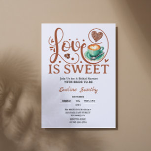 Liefde is Zoete Cappuccino Hart Bruidsdouche Kaart