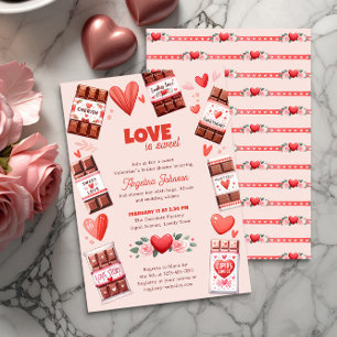 Liefde is zoete chocolade en harten Vrijgezellenfe Kaart