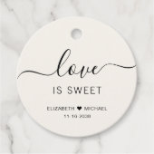 Liefde is zoete crème bruiloft bedankjes labels (Voorkant)
