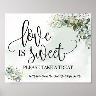 Liefde is zoete dessert tafel trouw eucalyptus poster