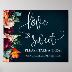 Liefde is zoete dessert tafel wijn marine bruiloft poster