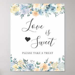 Liefde is zoete dessertbar vanille chic bloemmotie poster