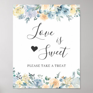 Liefde is zoete dessertbar vanille chic bloemmotie poster
