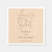 Liefde is zoete elegante moderne zachte perzik bru servet (Voorkant)