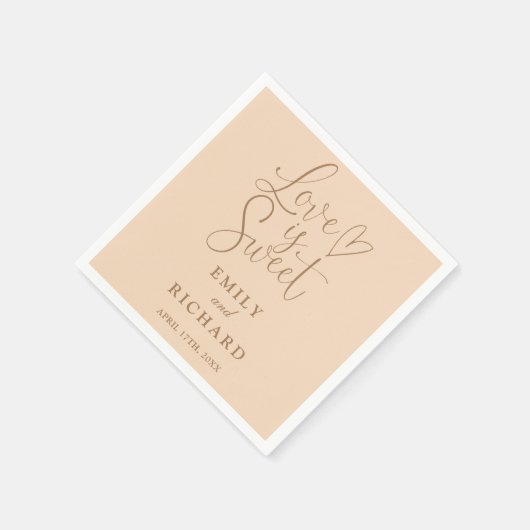 Liefde is zoete elegante moderne zachte perzik bru servet (Hoek)