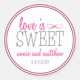 Liefde is zoete etiketten (heet roze / grijs)