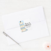 Liefde is zoete gepersonaliseerde Wedding Cake Box Vierkante Sticker (Envelop)
