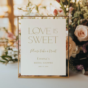 Liefde is Zoete Gouden Bruidsfeest Favor Teken Poster