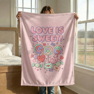 Liefde is zoete Kawaii Cute Cozy Fleece Deken Cade