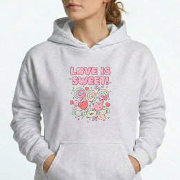 Liefde is zoete Kawaii Harten Pastel Trui met Capu Hoodie