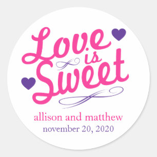 Liefde is zoete oude vacht (roze/Paars) Ronde Sticker