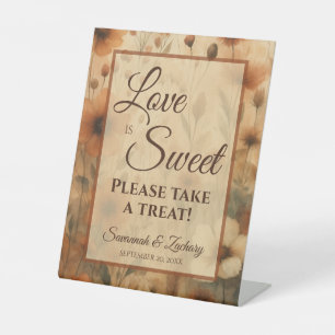 Liefde is zoete Siena Boho bloemige trouwtreat Reclamebord Met Voetstuk