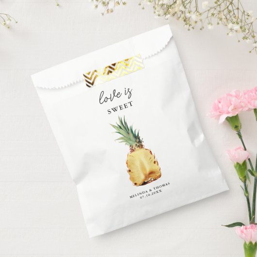Liefde is zoete tropische ananas bruiloft bedankzakje (Gezegeld)