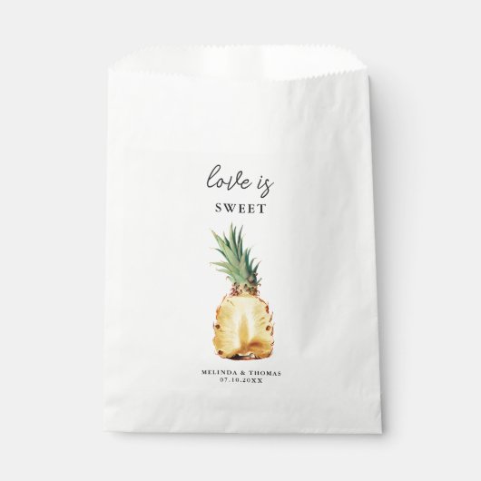 Liefde is zoete tropische ananas bruiloft bedankzakje (Voorkant)