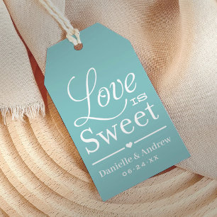 Liefde is Zoete Trouw Favor Teal Cadeaulabel