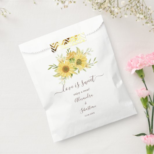 Liefde is zoete zonnebloem bruiloft zoete traktati bedankzakje (Gezegeld)