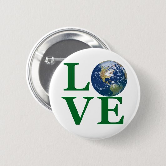 Liefde je aarde ronde button 5,7 cm (Voorkant /achterkant)
