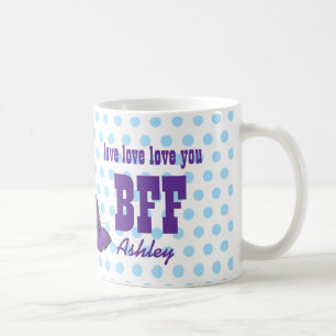 Liefde je BFF Paarse Butterfly Blue Polka Dots V05 Koffiemok