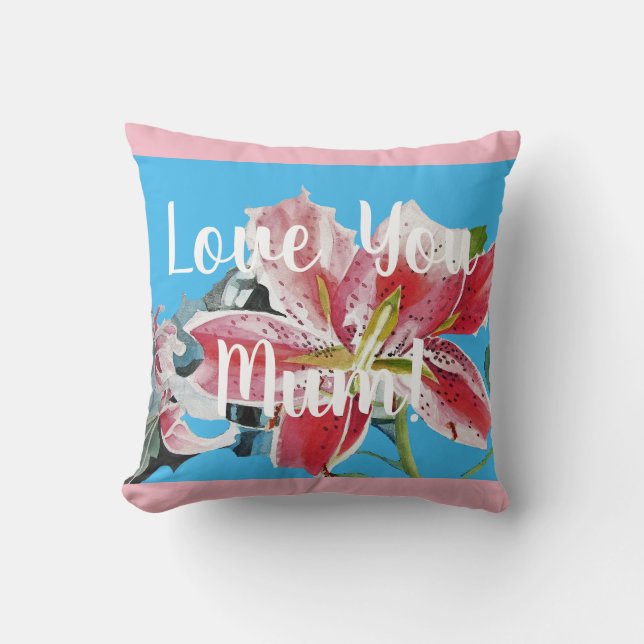 Liefde je roze retro Lily floral decor Kussen (Voorkant)