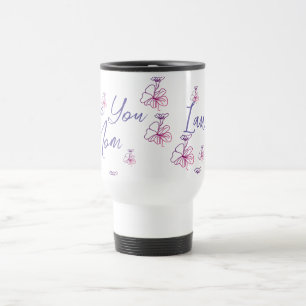liefde jou mama paars mauve bloemen mauve naam een reisbeker