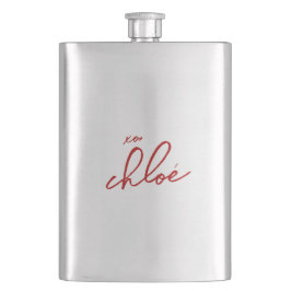 Liefde "Jouw naam" Rode Typografie Classic Flask Flacon