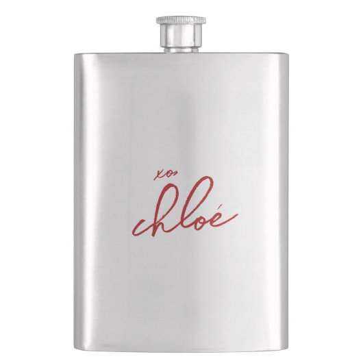 Liefde "Jouw naam" Rode Typografie Classic Flask Flacon (Voorkant)