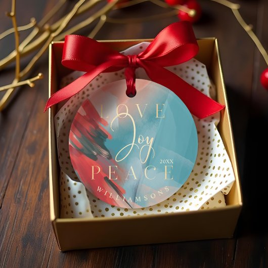 Liefde Joy & Peace Abstracte schilderpenseel Slag Ornament