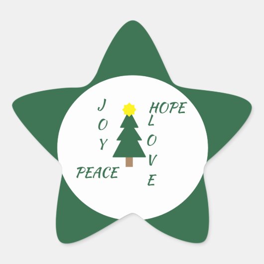Liefde, Joy, Peace, Hope kerstster Sticker (Voorkant)
