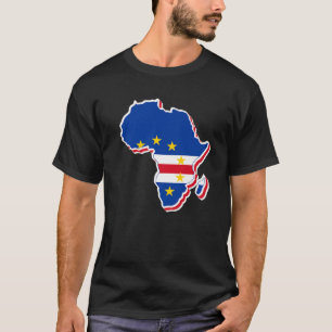 Liefde Kaapverdische vlag met Afrikaanse kaart Kaa T-shirt