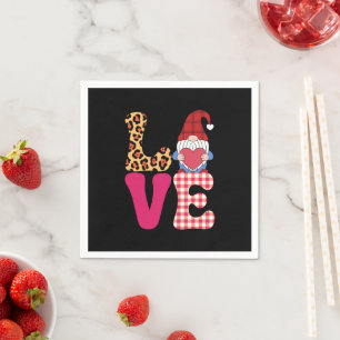Liefde Kabouter Valentijnsdag Rood Buffalo Geruit Servet