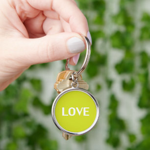 Liefde - kalkgroen, witte, minimalistische sleutel sleutelhanger