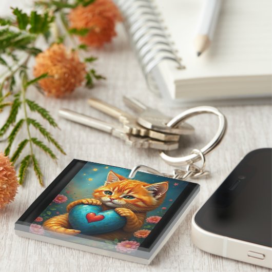 Liefde Kat Sleutelhanger (Voorkant Rechts)