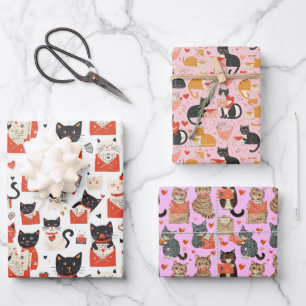 Liefde kat wrapping papier set inpakpapier vel