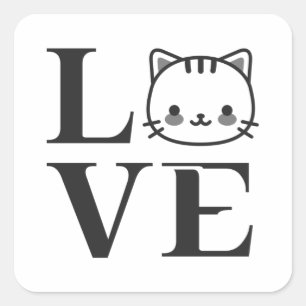Liefde katten vierkante sticker