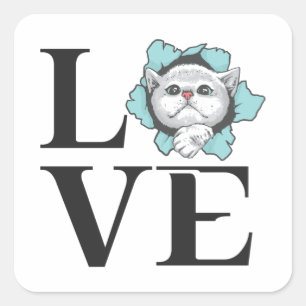 Liefde katten vierkante sticker