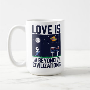Liefde kent geen grens schattig plezier gevuld met koffiemok