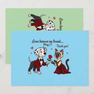 Liefde Kent Geen Ras Dalmatiër en Siamese Kat Feestdagenkaart