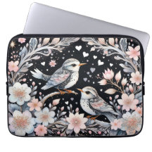 Liefde Kerst Vogels Harten op zwarte achtergrond